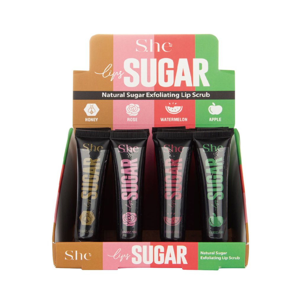S.HE MAKEUP - LIPS SUGAR - NATURAL SUGAR EXFOLIATING LIP SCRUB (24PCS DISP)