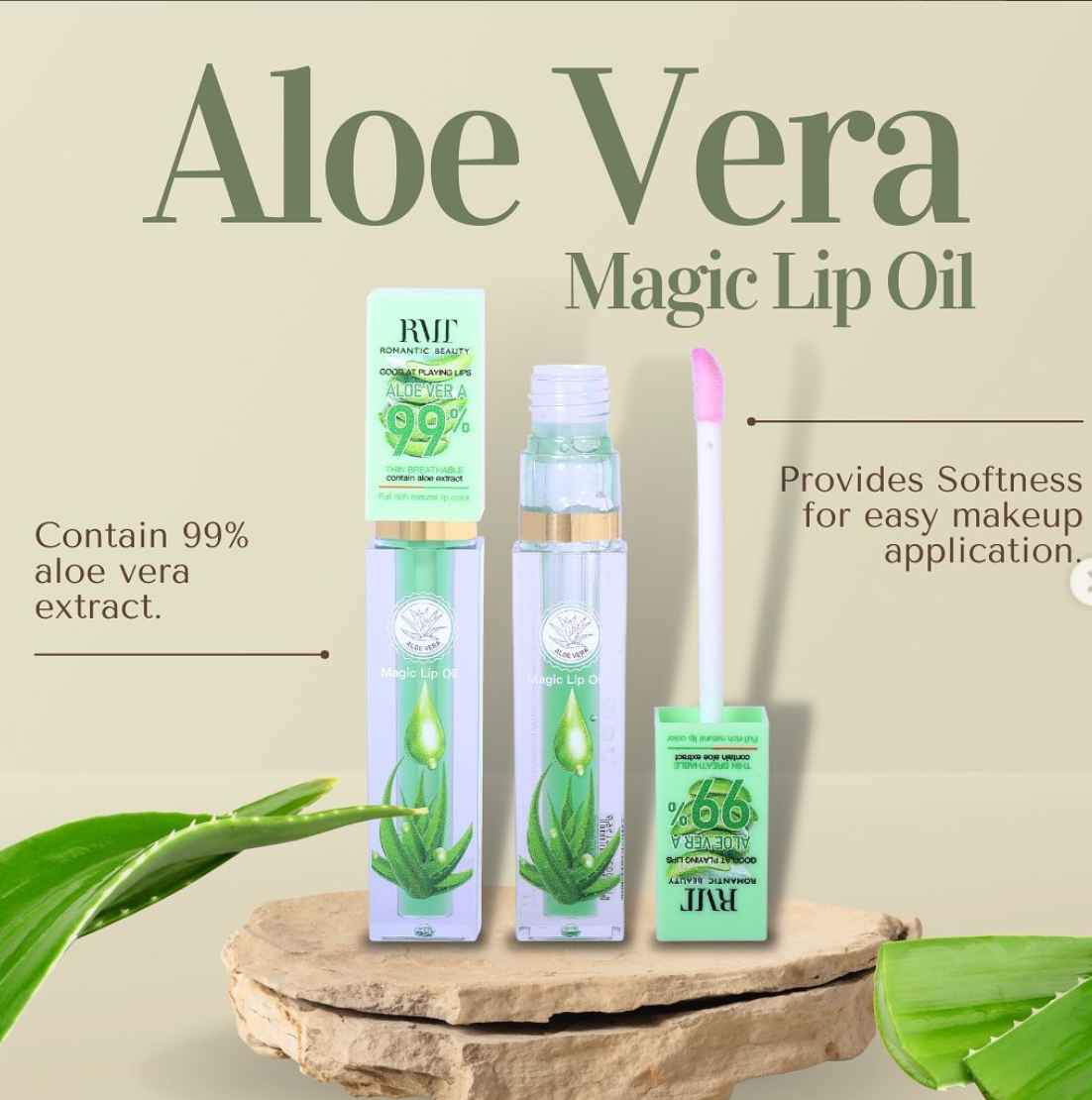 ROMANTIC BEAUTY - ALOE VERA 99% - MAGIC LIP OIL - DISPLAY 24 PCS