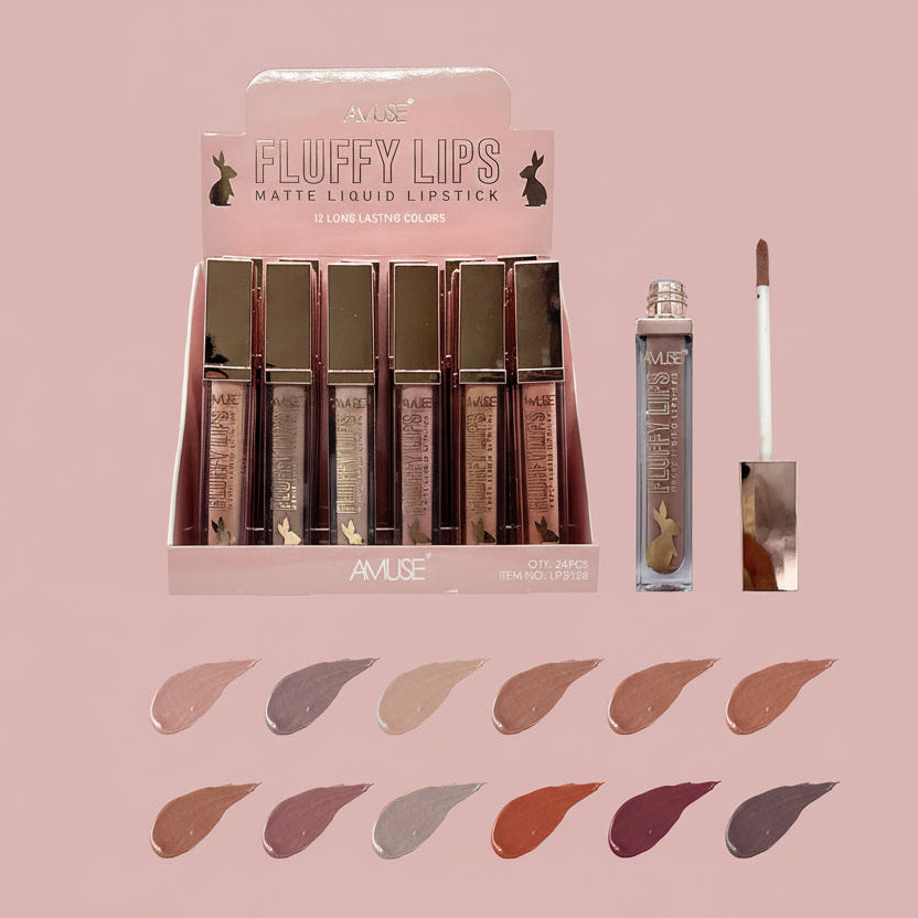 AMUSE - FLUFFY LIPS - MATTE LIQUID LIPSTICK - 12 LONG LASTING COLOR - DISPLAY(24PCS)
