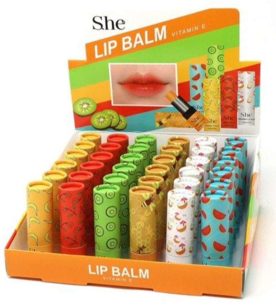 S.HE MAKEUP - LIP BALM VITAMIN E - 36 PCS DISPLAY