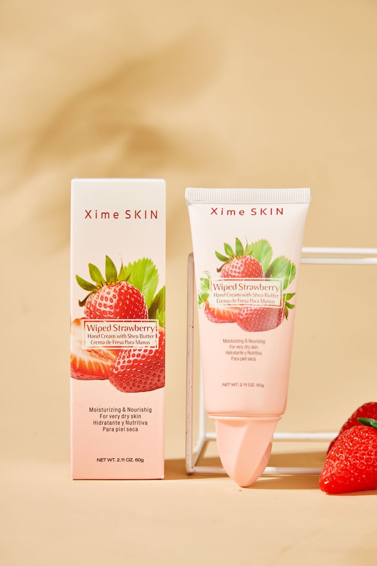 XIME SKIN - WIPED STRAWBERRY HAND CREAM WITH SHEA BUTTER - 1PCS