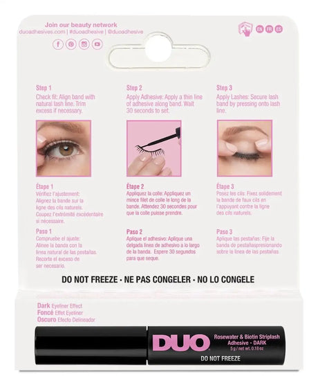 DUO - ADHESIVO PARA PINCEL OSCURO AGUA DE ROSAS BIOTINA - 6 UDS