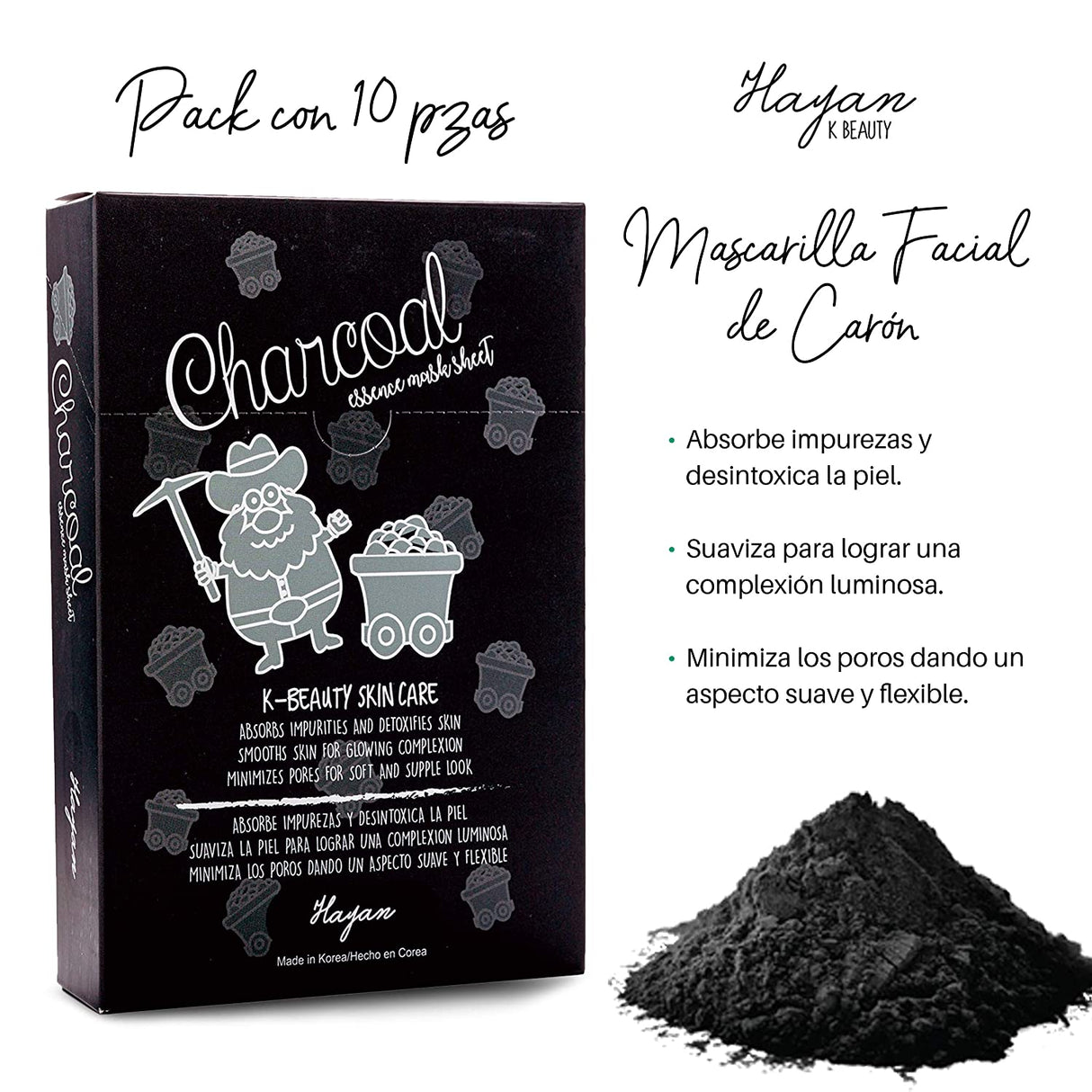 HAYAN K-BEAUTY - HOJA DE MASCARILLA ESENCIA DE CARCOL - 10 UDS