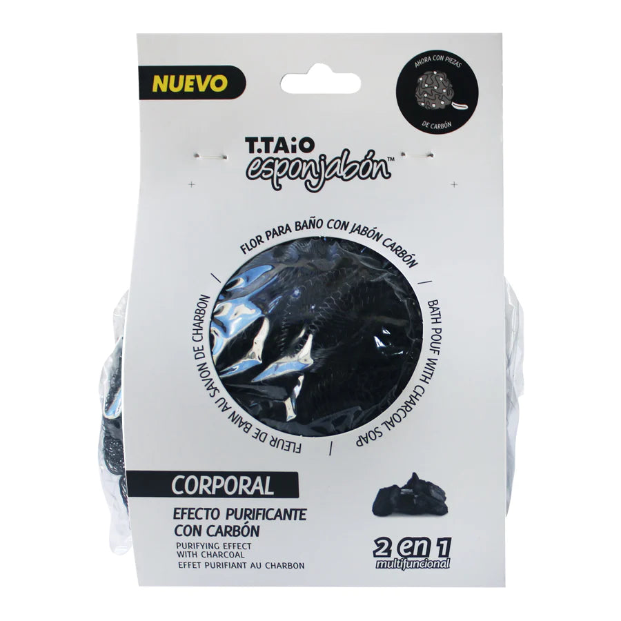 T.TAIO - ESPONJABON CORPORAL EFECTO PURIFICANTE CON CARBÓN - (1PC)