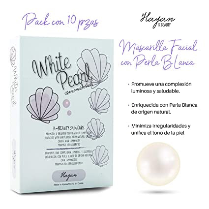 HAYAN K-BEAUTY - HOJA DE MASCARILLA ESENCIA DE PERLA BLANCA - 10 UDS