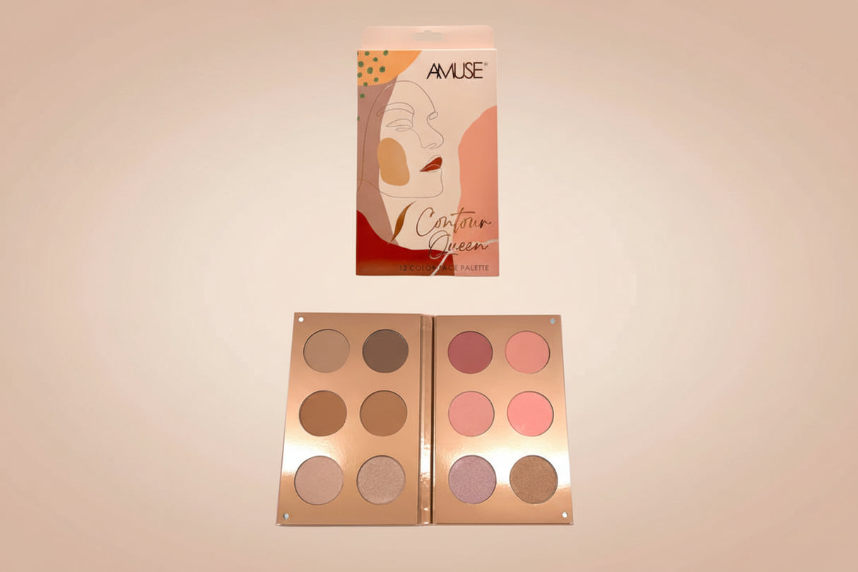 AMUSE - PALETTE VISAGE CONTOUR QUEEN 12 COULEURS