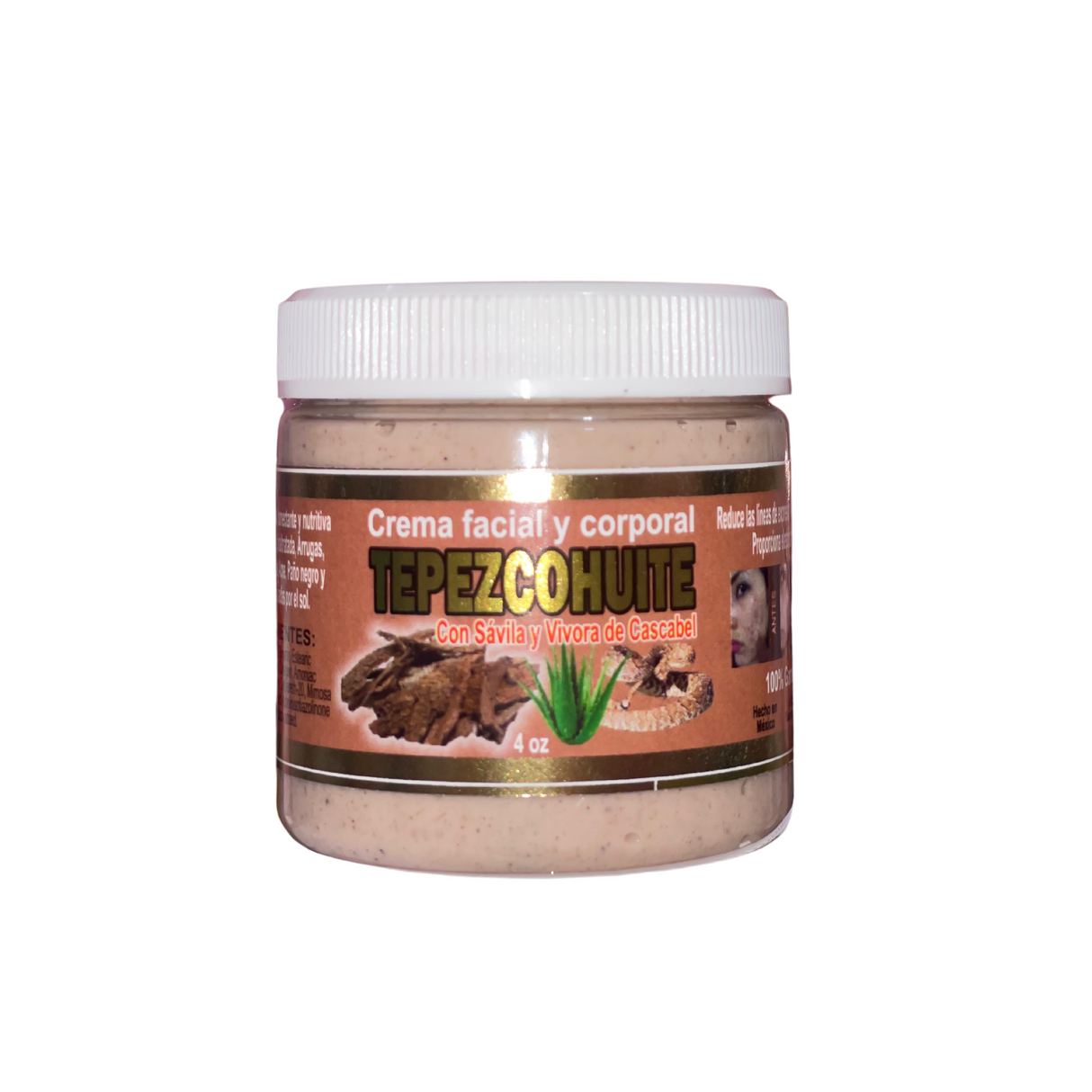 CREMA FACIAL Y CORPORAL DE TEPEZCOHUITE CON SAVILA Y VIVORA DE CASCABEL