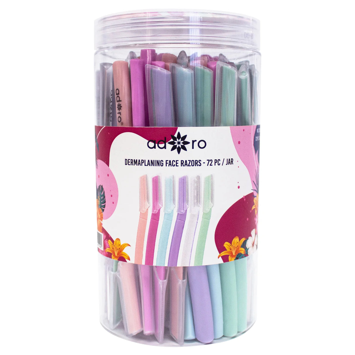 ADORO- DERMAPLANING FACE RAZORS- 72PCS JAR