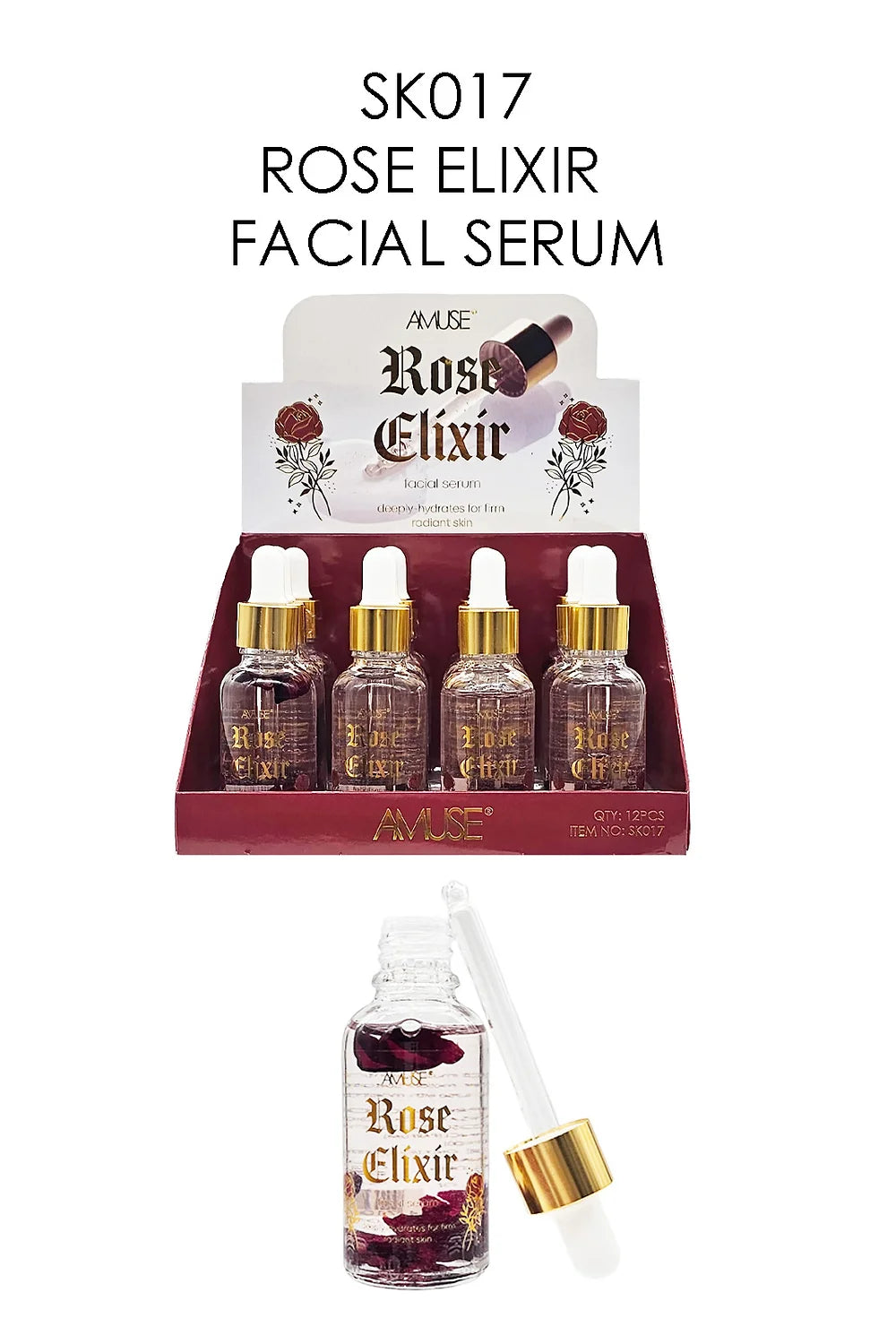 AMUSE - ROSE ELIXIR - FACUAL SERUM - DISPLAY 12PC