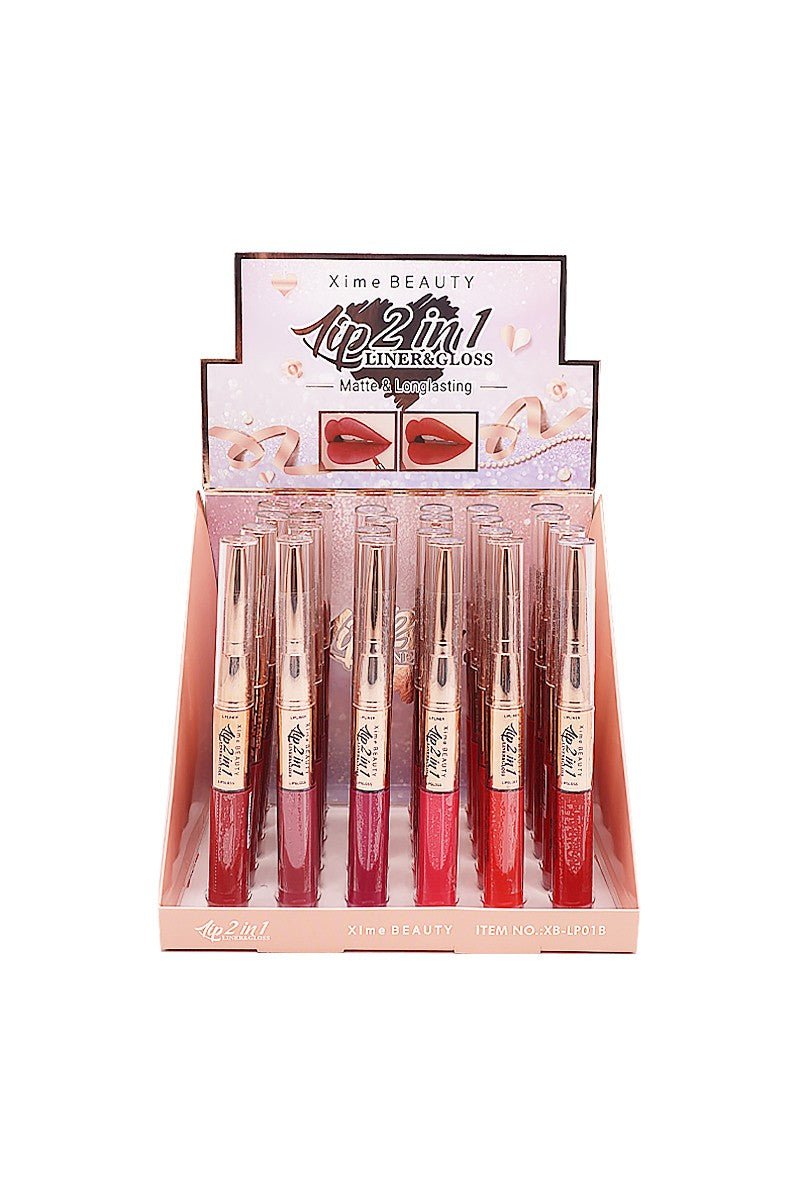 XIME BEAUTY- LIP 2 IN 1- LINERS AND GLOSS-24PCS DISPLAY