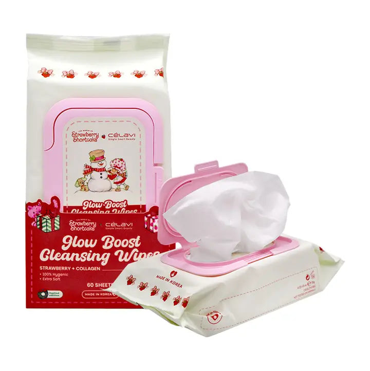 CÉLAVI - STRAWBERRY SHORTCAKE GLOW BOOST CLEANSING WIPES - 1 PACK (60 SHEETS)