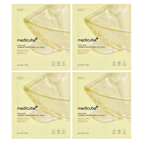 MEDICUBE - KOJIC ACID TURMERIC BRIGHTENING GEL MASK - 1 PACK/PC (4SHEETS)