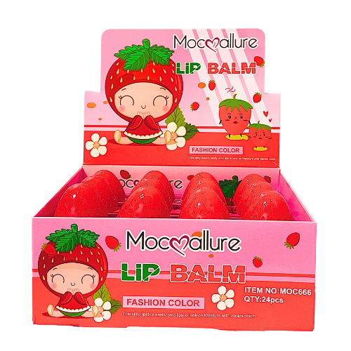 MOCOALLUERE - LIP BALM STRAWBERRY (DISPLAY24PC)