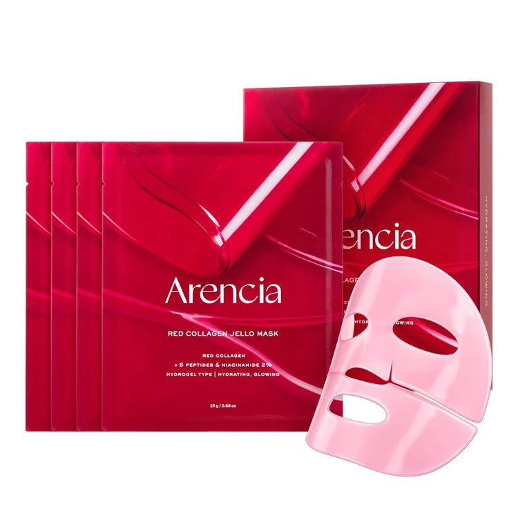 ARENCIA - RED COLLAGEN JELLO MASK - 1 PACK (4 SHEET MASKS)