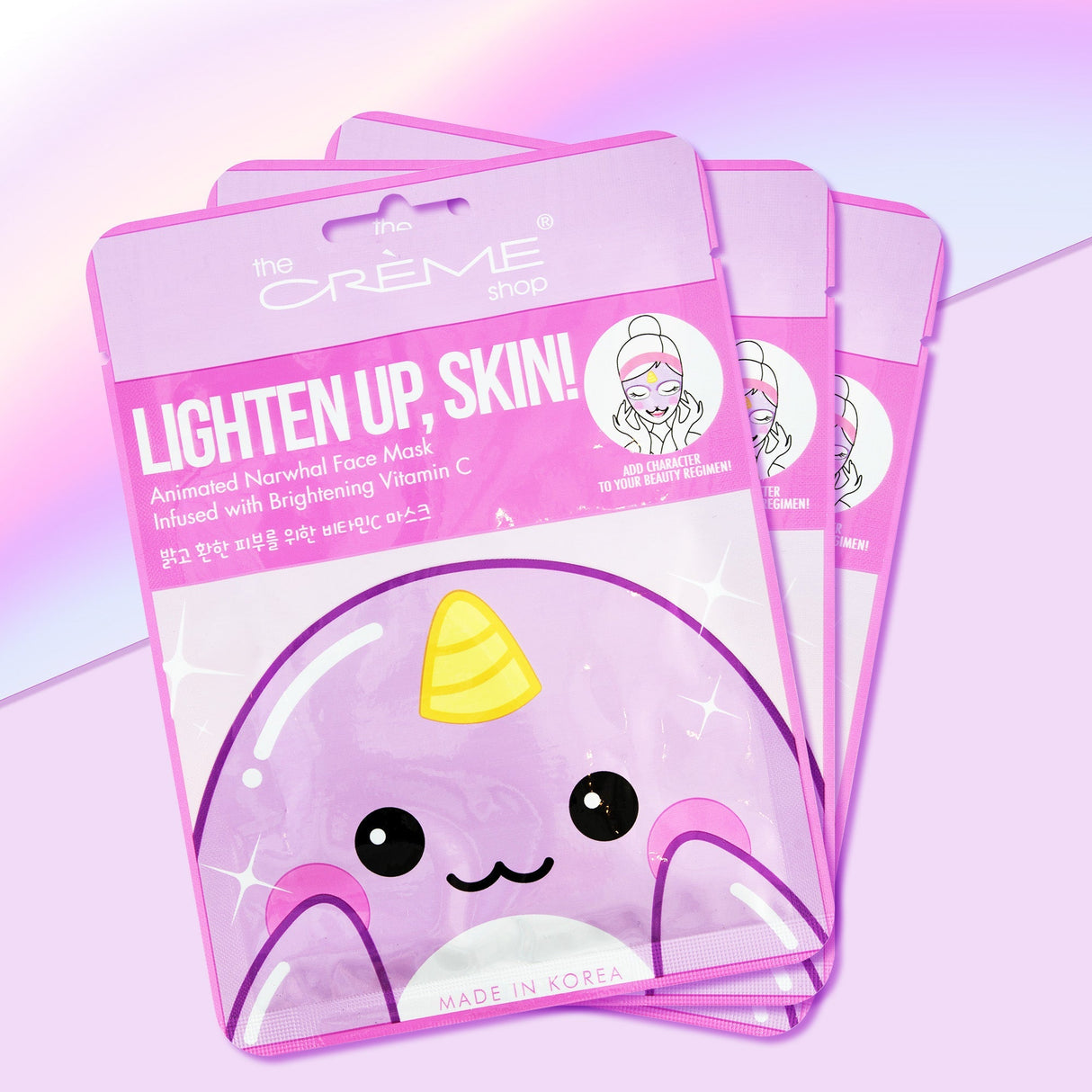 THE CREME SHOP - LIGHTEN UP, SKIN! ANIMATED NARWHAL FACE MASK (6 PC)