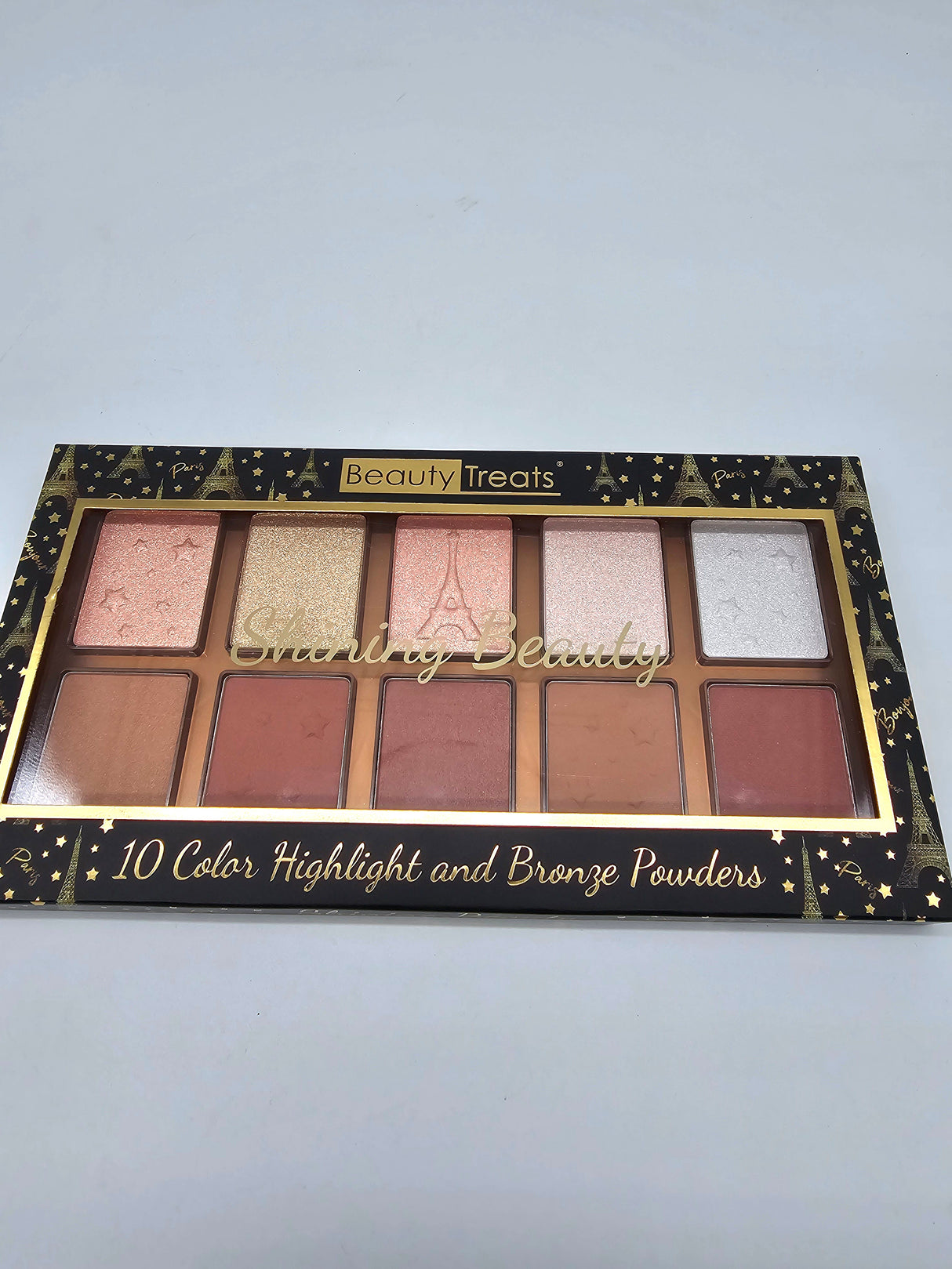 BEAUTY TREATS- BELLEZA BRILLANTE 10 COLORES DESTACADOS Y PALETA DE BRONCE-(1PC)