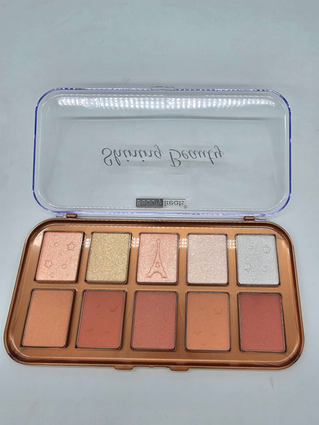 BEAUTY TREATS- BELLEZA BRILLANTE 10 COLORES DESTACADOS Y PALETA DE BRONCE-(1PC)