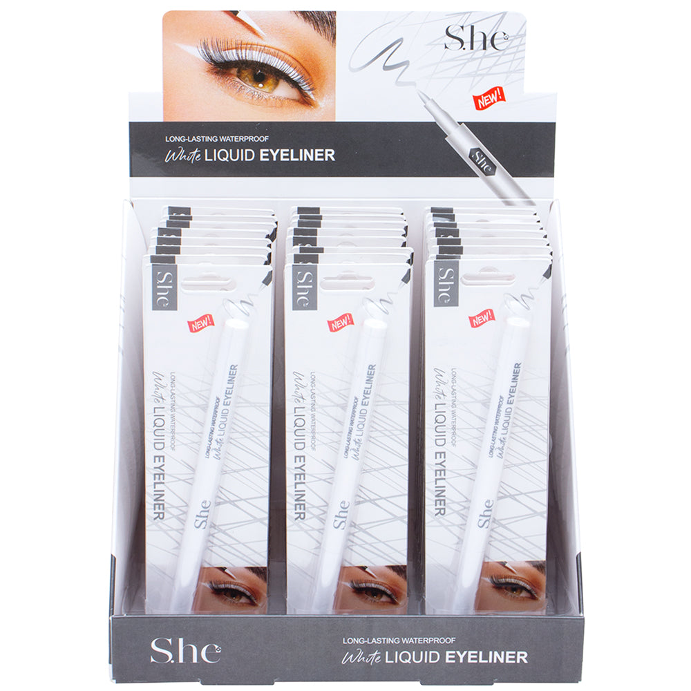 S.HE MAKEUP- WATERPROOF- WHITE LIQUID EYELINER- 24PCS