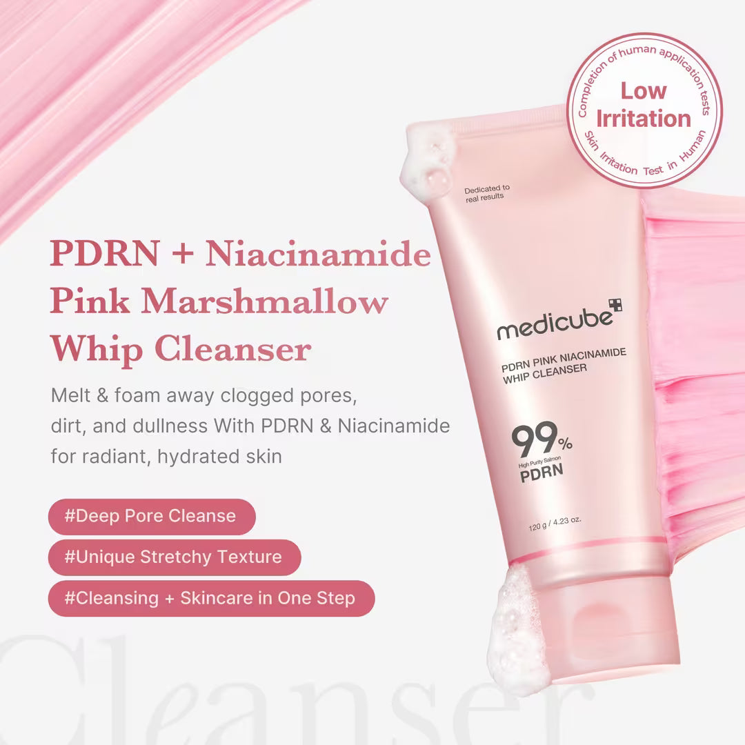 MEDICUBE - PDRN PINK NIACINAMIDE WHIP CLEANSER - (1PC)