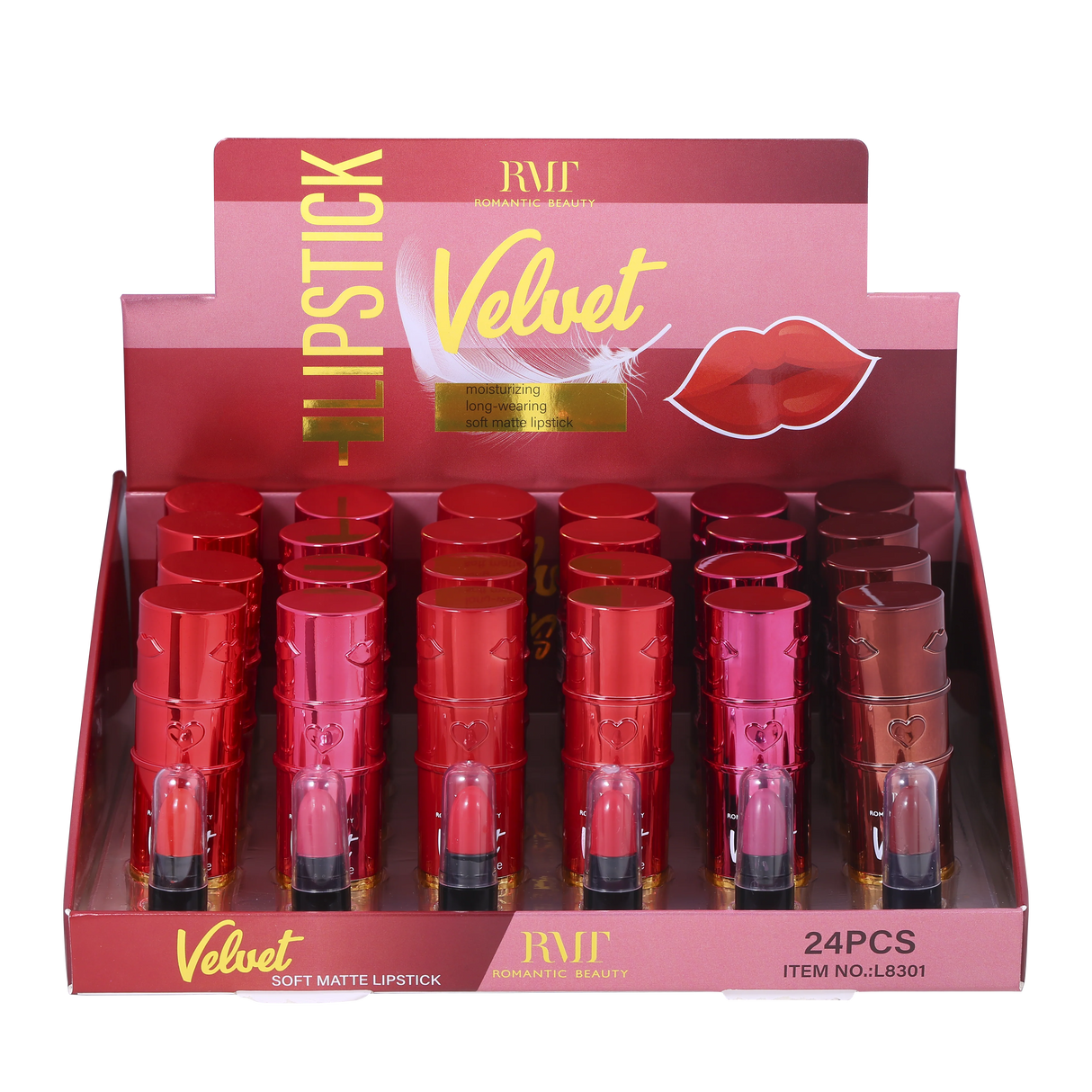 ROMANTIC BEAUTY- VELVET LIPSTICK- 24PCS