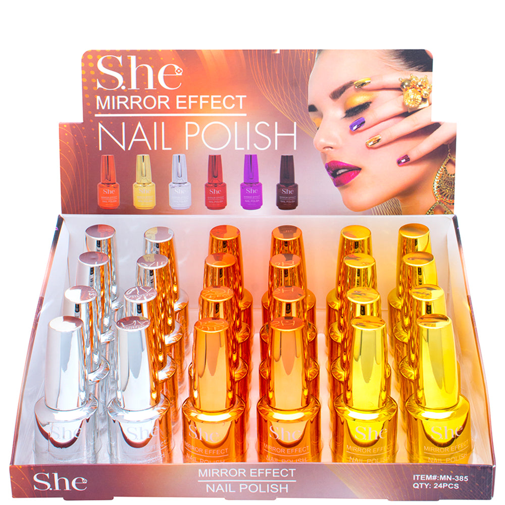 S.HE MAKEUP- MIRROR EFFECT- NAIL POLISH- 24PCS