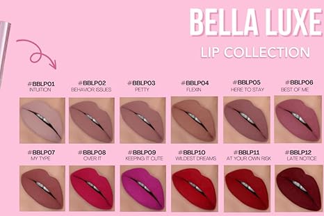 BE BELLA- LUXE- MATTE LIPSTICK- 6PCS