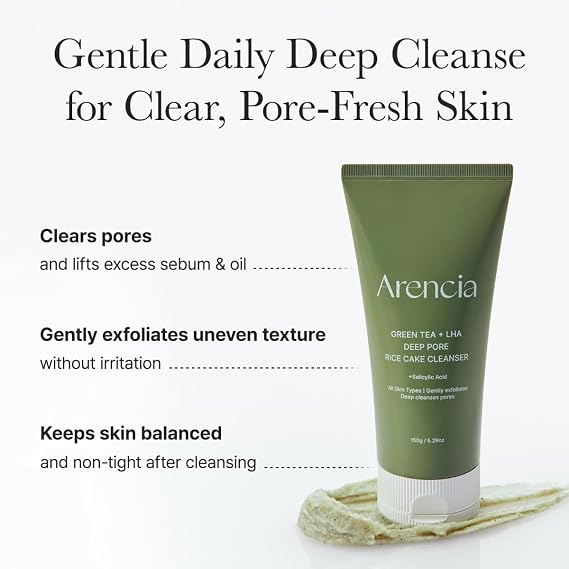 ARENCIA - GREEN TEA + LHA DEEP PORE RICE CAKE CLEANSER - (1PC)