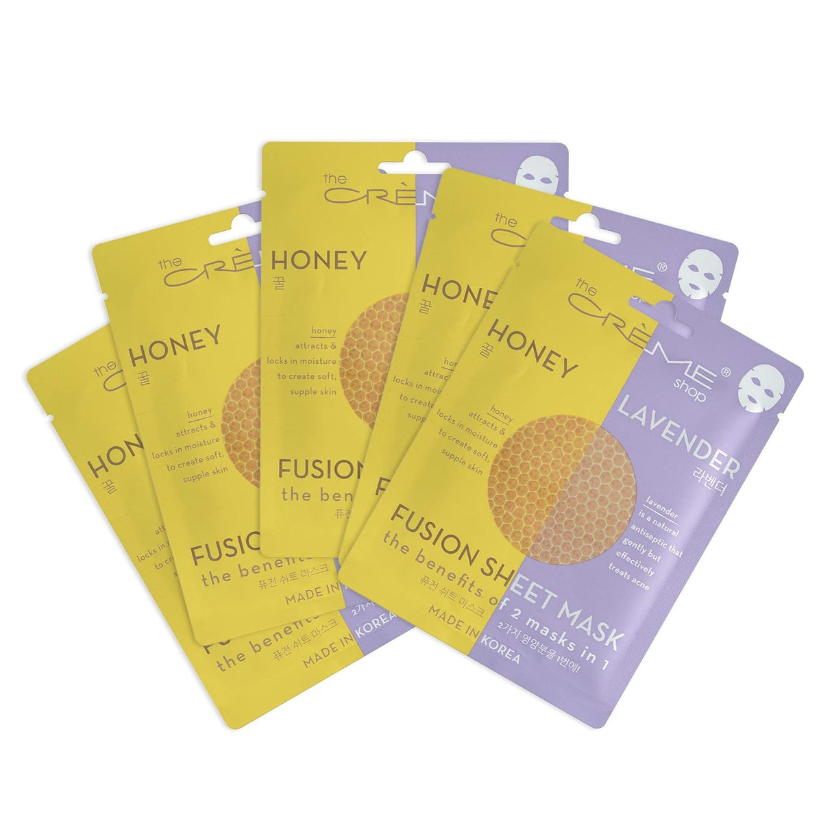 THE CREME SHOP- HONEY & LAVENDER- FUSION SHEET MASK-6PCS BAG