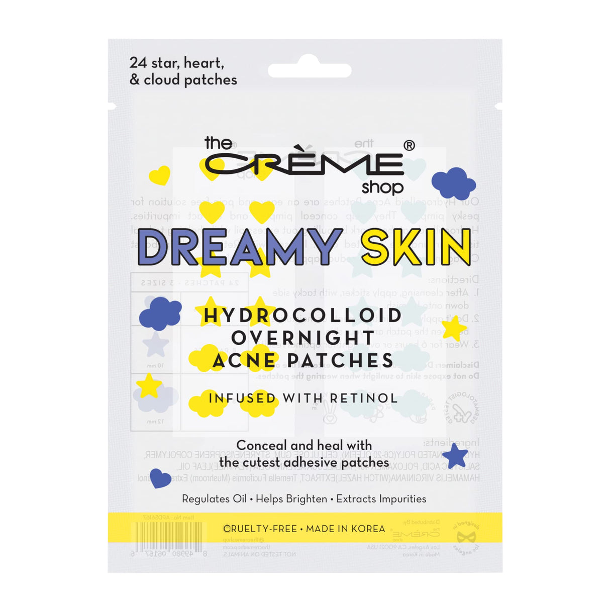 THE CREME SHOP - DREAMY SKIN HYDROCOLLOID OVERNIGHT ACNE PATCHES WITH RETINOL (6PC)