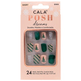 CALA- POSH DREAMS- SHORT OVAL XMAS TREE NAILS- 6PCS