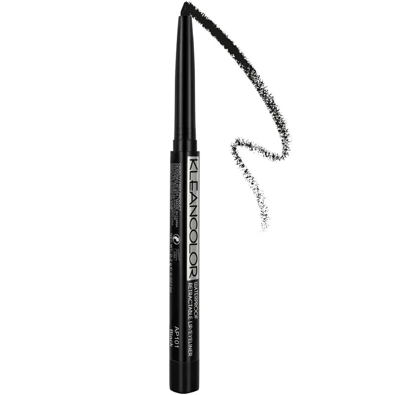 KLEANCOLOR- WATERPROOF RETRACTABLE LIP/EYELINER BLACK- 12PCS