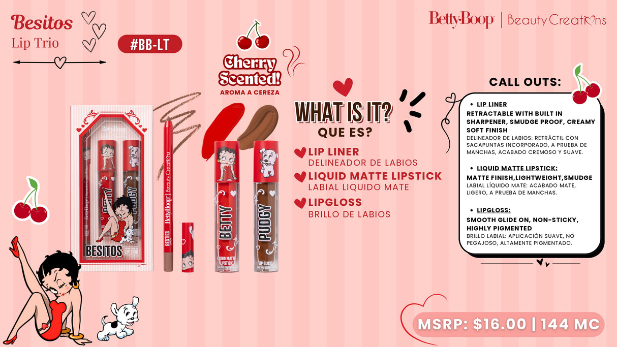 BEAUTY CREATIONS x BETTY BOOP - BESITOS - LIP TRIO (1PC)