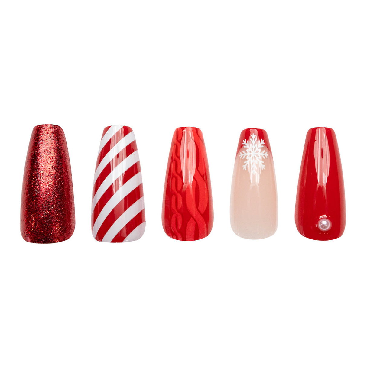 CALA- GLAM COUTURE - COFFIN CANDY CANE NAILS- 6PCS