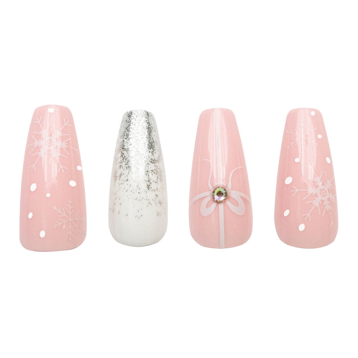 CALA- GLAM COUTURE - COFFIN SNOW FLAKES NAILS- 6PCS