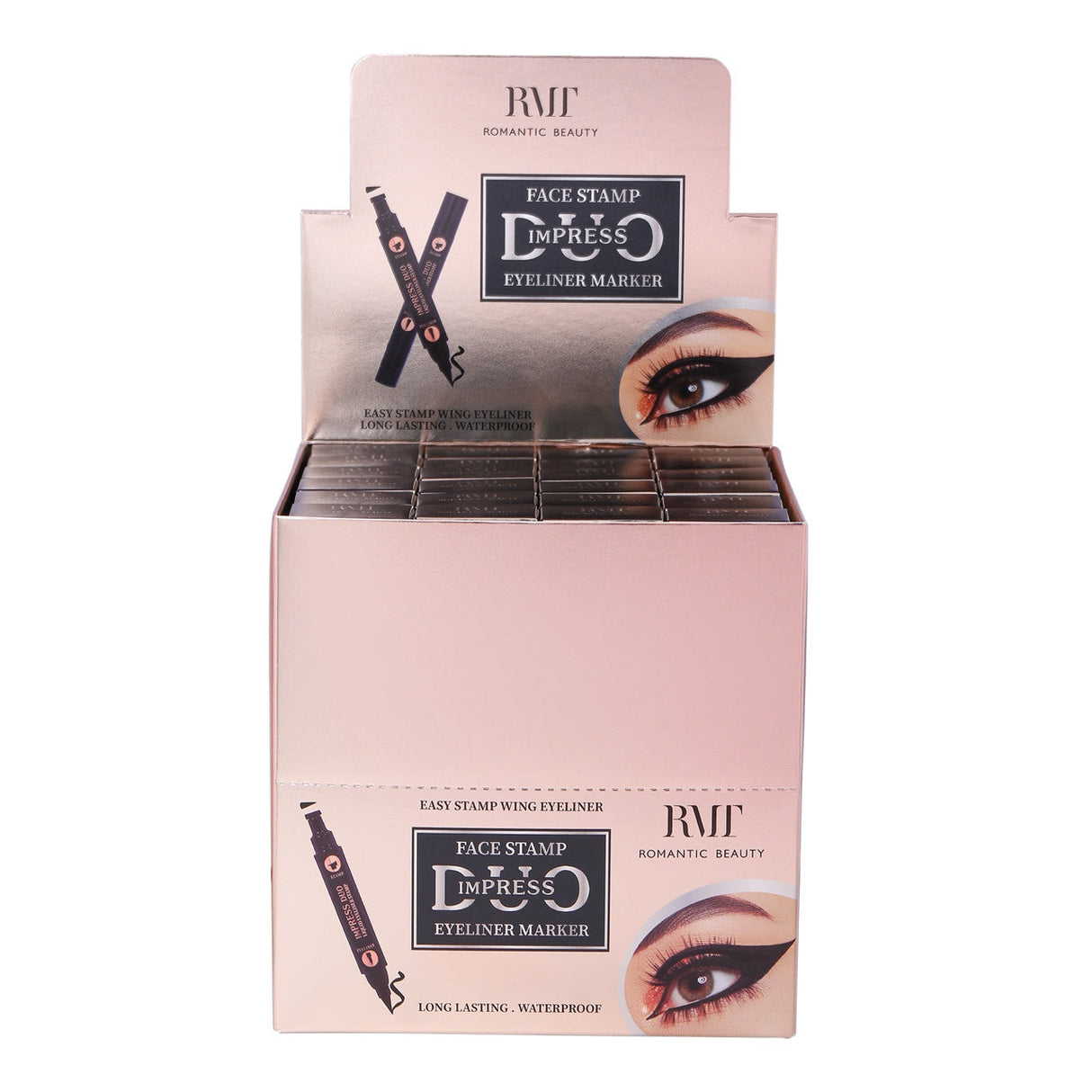 ROMANTIC BEAUTY - TAMPON VISAGE - DUO IMPRESS EYELINER MARKET - PRÉSENTOIR 24PC