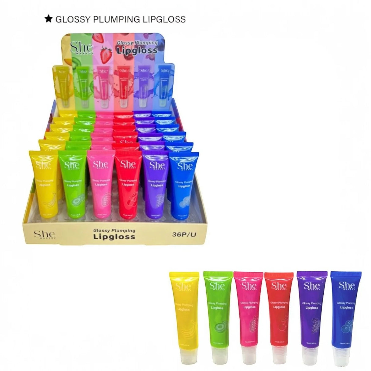 S.HE MAKEUP -LIP GLOSS GLOSSY Y PUMPLING-36( PC)