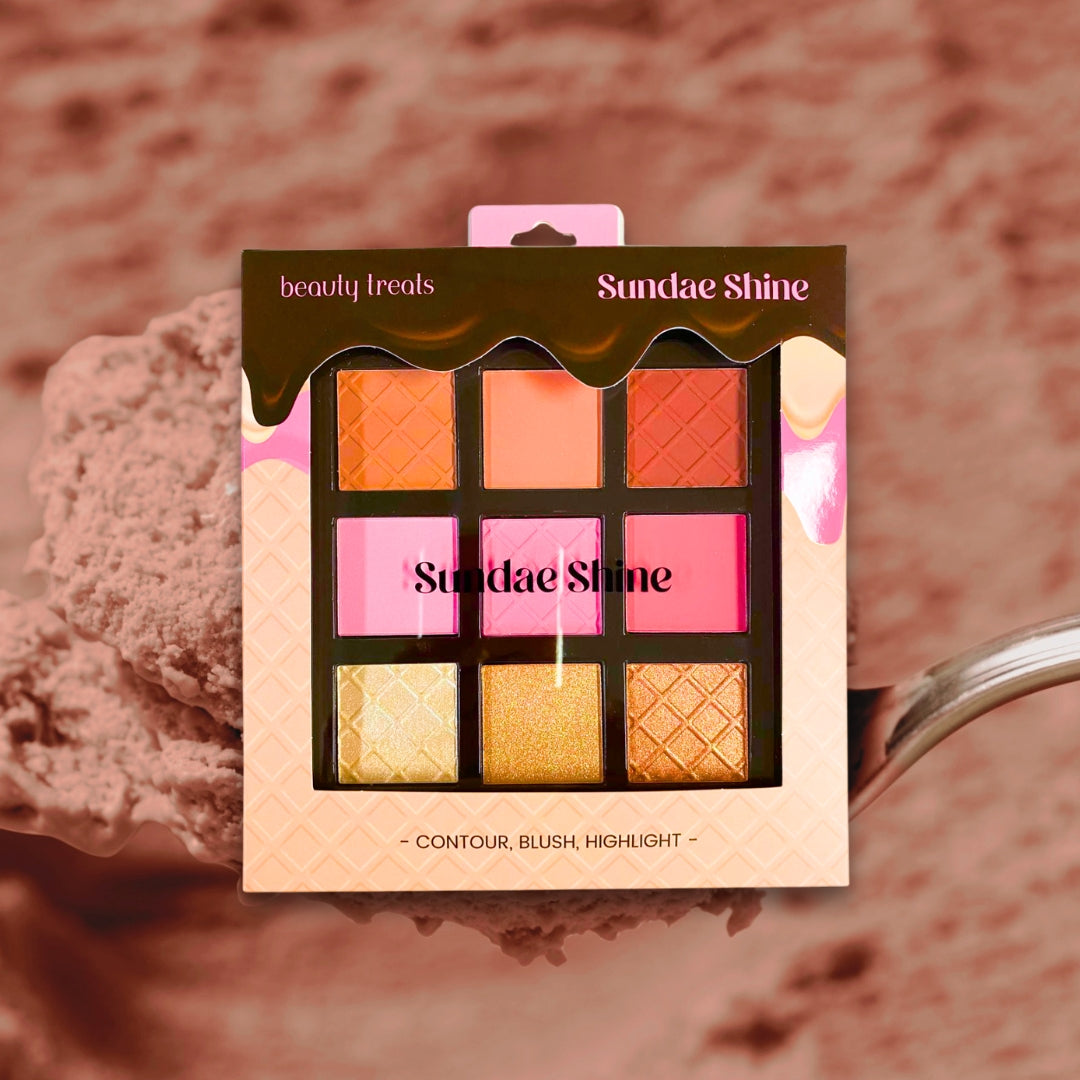 BEAUTY TREATS - SUNDAE SHINE - CONTOUR, BLUSH ,  HIGHLIGHT PALETTE - (1PC)
