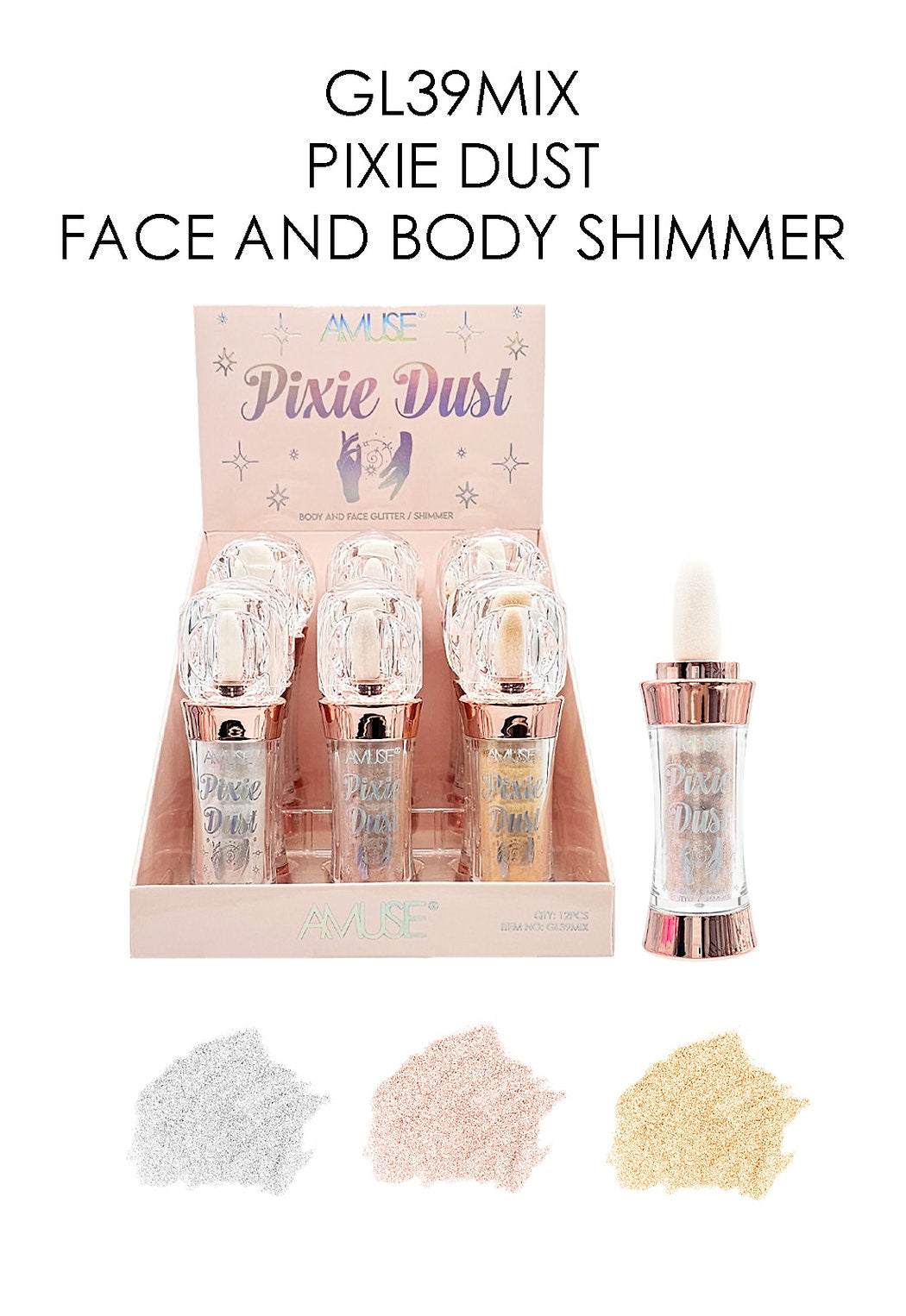 AMUSE- PIXIE DUST- BODY AND FACE GLITTER/ SHIMMER- (12PCS)