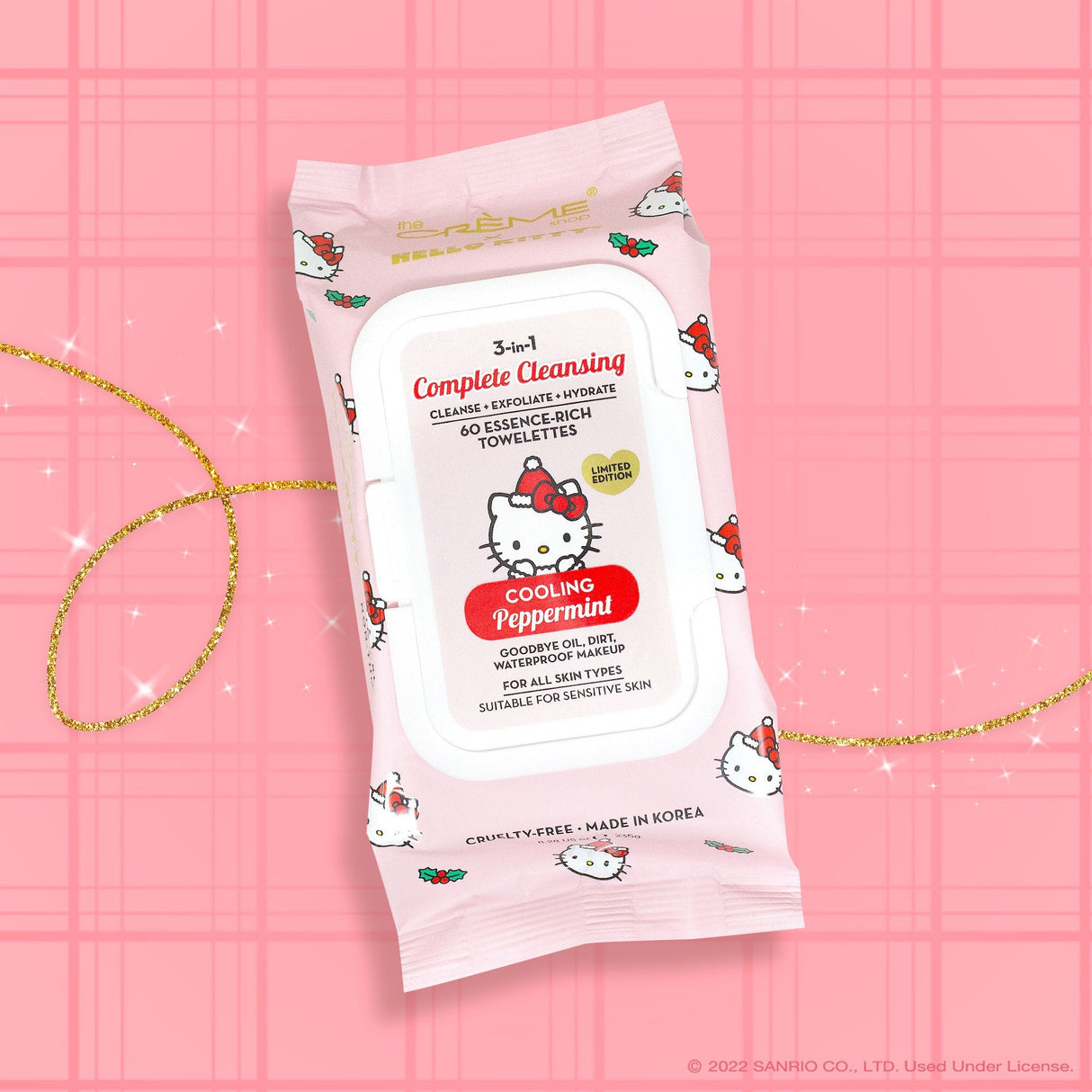 THE CREME SHOP X HELLO KITTY - 3-IN-1 COMPLETE CLEANSING ESSENCE-RICH TOWELETTES - COOLING PEPPERMINT (1PC)