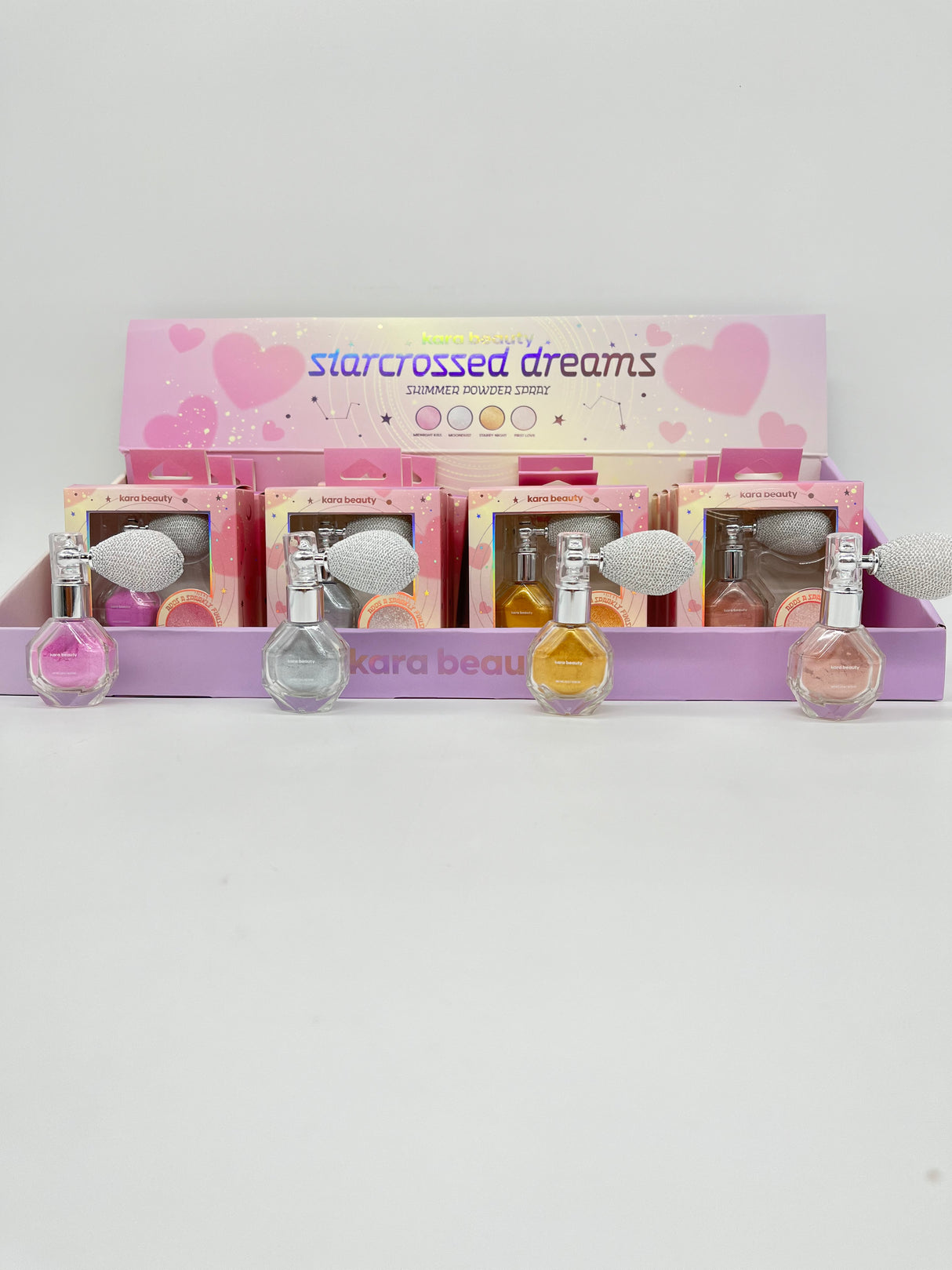 KARA BEAUTY- STARCROSSED DREAMS- SHIMMER POWDER SPRAY- 12PCS+ TESTERS