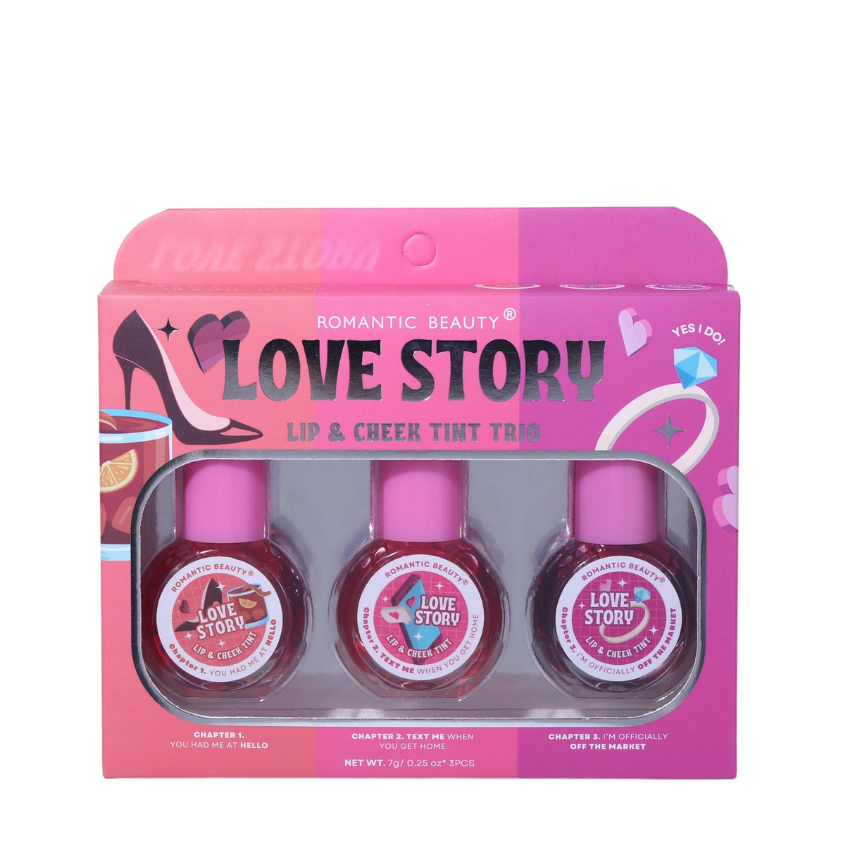 ROMANTIC BEAUTY - LOVE STORY - LIP & CHEEK TINT TRIO-1PC/SET