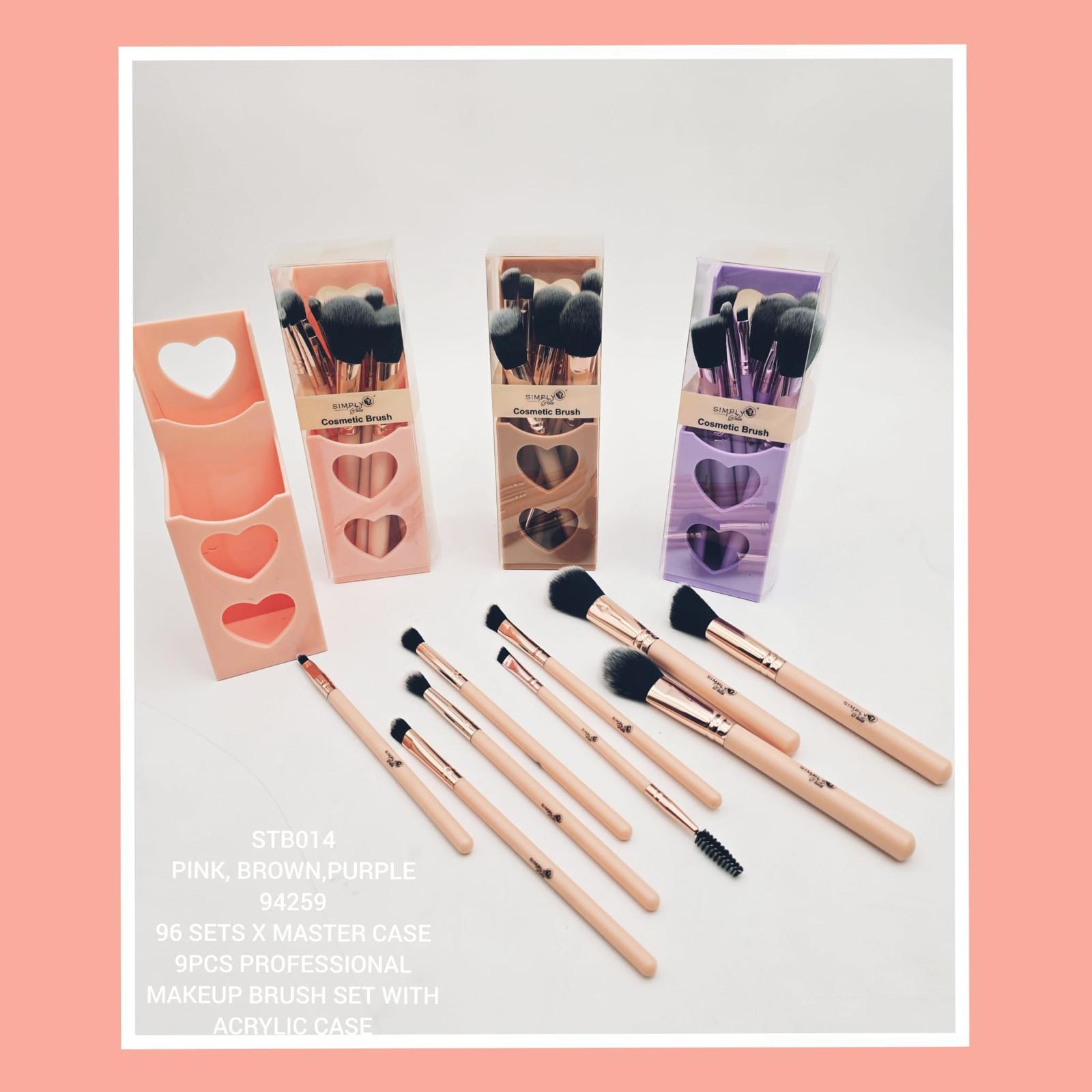 SIMPLY BELLA - MAKEUP BRUSH SET WITH ACRYLIC CASE - (3SET)(EACH