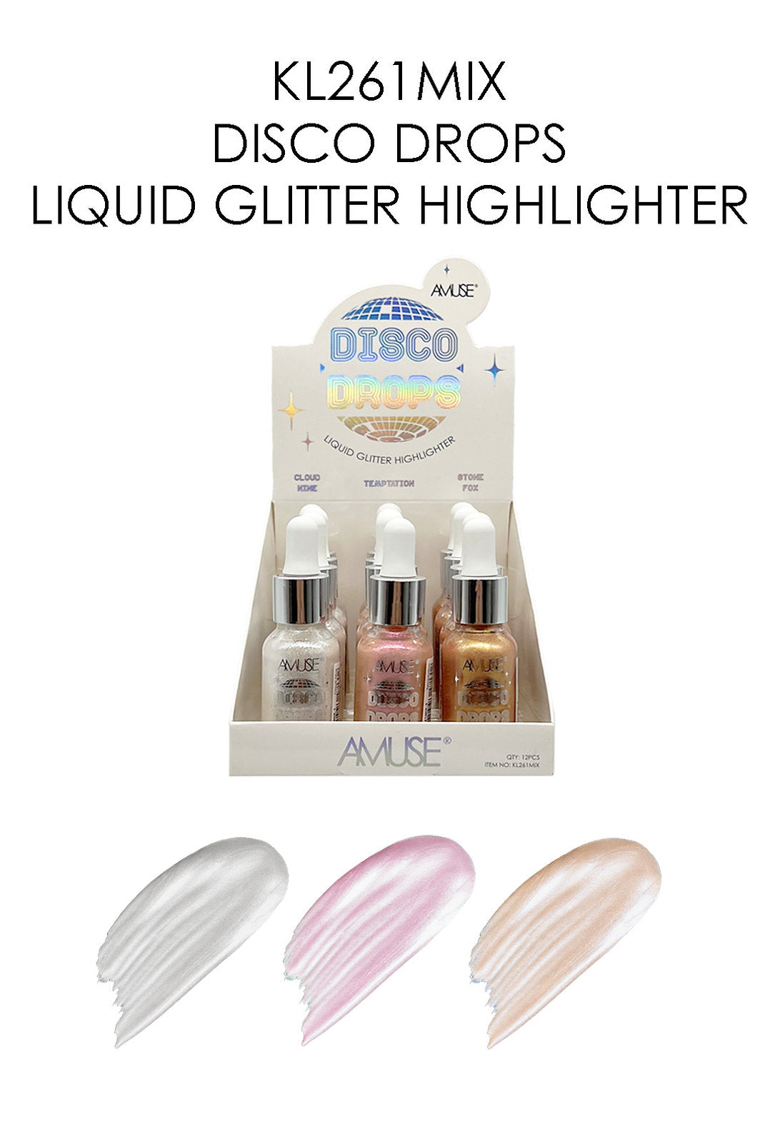 AMUSE- DISCO DROPS- LIQUID HIGHLIGHTERS- 12PCS