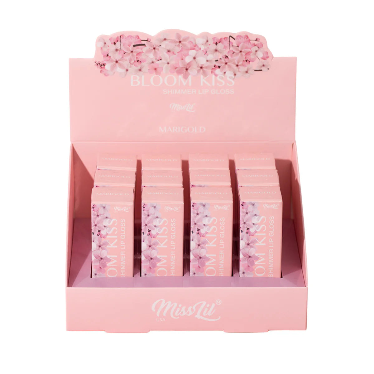 MISS LIL USA- BLOOM KISS- MARIGOLD-SHIMMER LIP GLOSS-12PCS