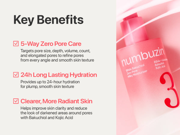 NUMBUZIN - BIFIDA BAKUCHIOL ZERO PORE MILKY MOISTURIZER - (1PC)