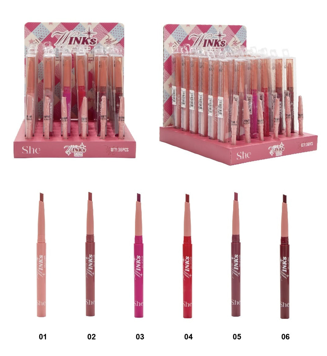 S.HE MAKEUP -  WINKS GEL LIP LINER (36PCS)