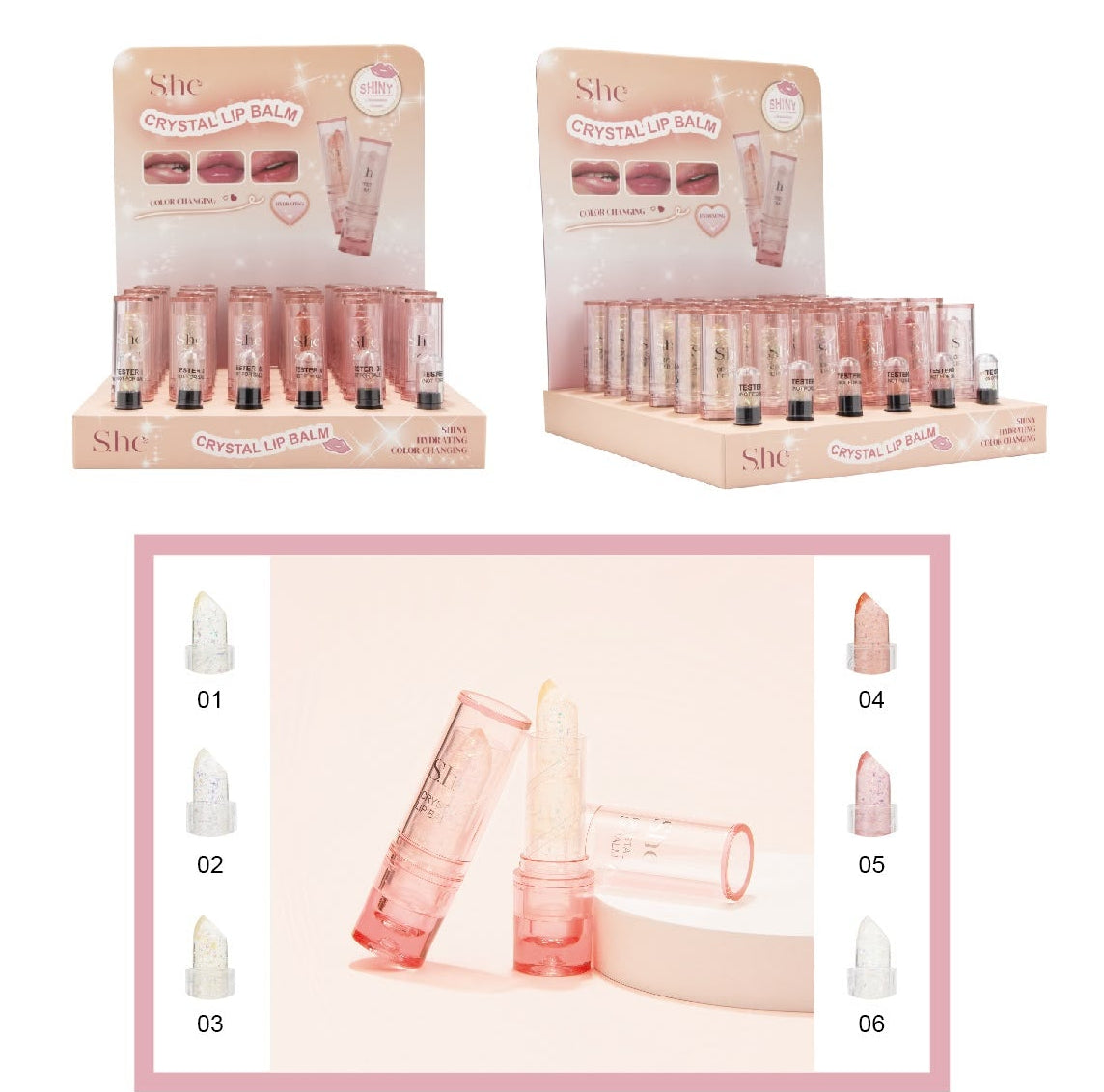 S.HE MAKEUP - CRYSTAL LIP BALM (36PCS)