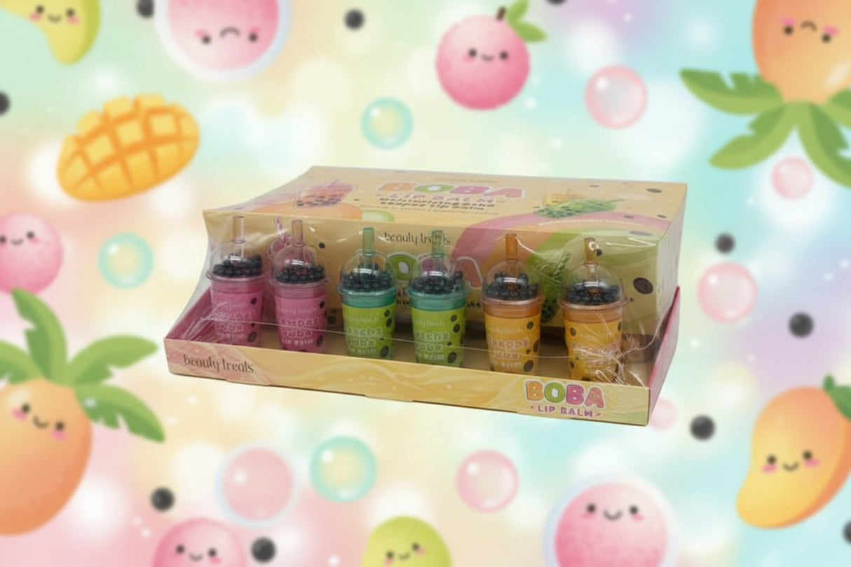 BEAUTY TRETAS- MOISTURIZING BOBA SHAPED  LIP BALM (24PCS)