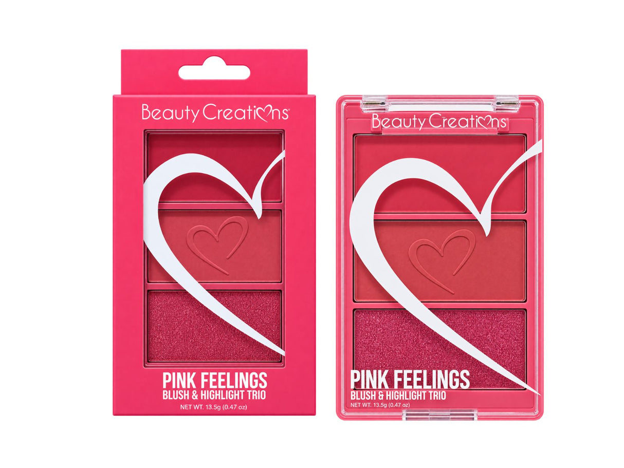 BEAUTY CREATIONS - PINK FEELINGS BLUSH & HIGHLIGHT  TRIO (1PC)