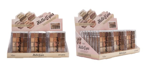 S.HE MAKEUP - HELLO!  EYES - 20 COLOR EYESHADOW PALETTE (24PCS)